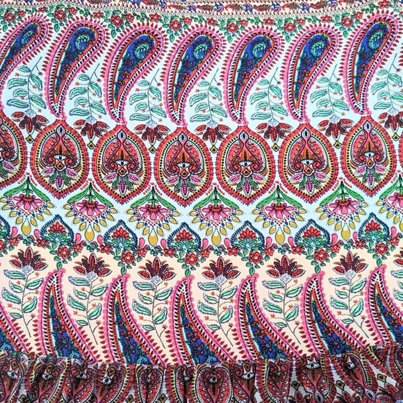 ATINA CRISTINA Boho Off Shoulder Paisley Lined Flounce Mini Sundress Size S - Picture 2 of 8